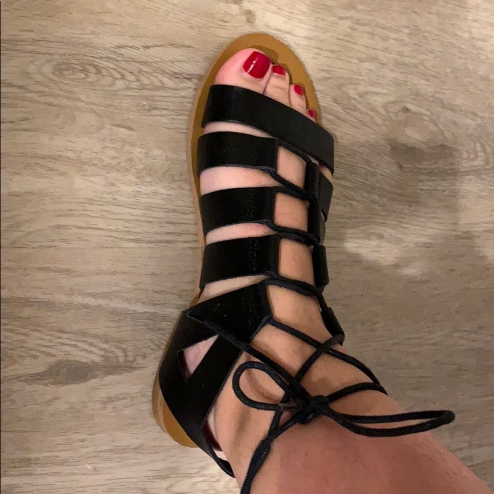 Black lace up sandals